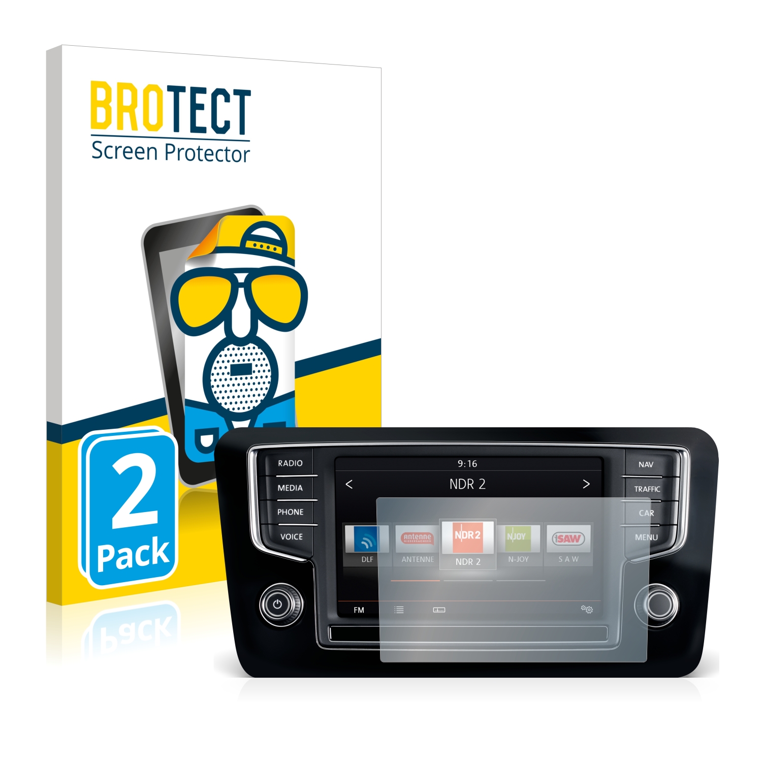 2x BROTECT Entspiegelungs-Folie pro Volkswagen Sharan 2015 Composition Media 6.5 2015