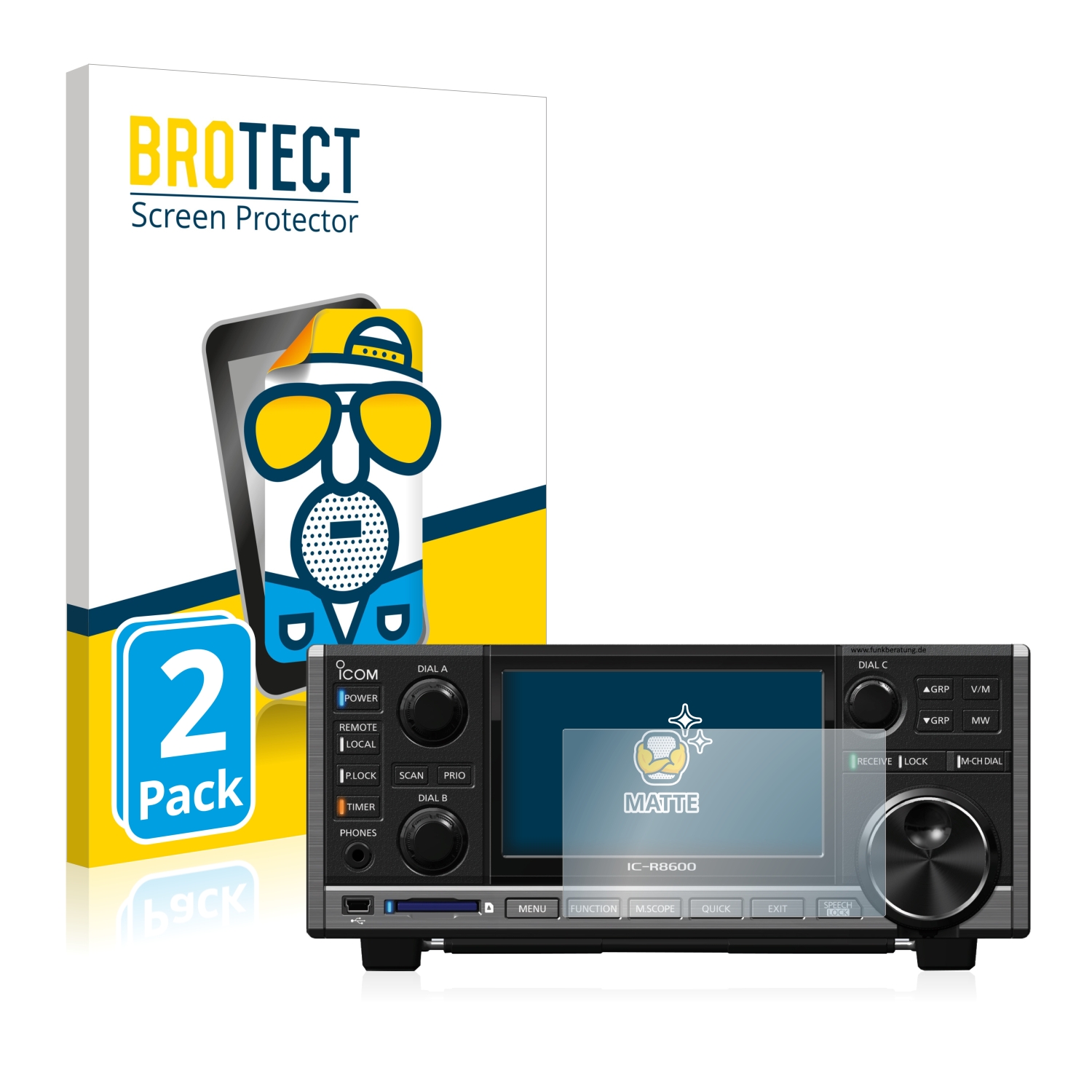 2x BROTECT Entspiegelungs-Folie pro Icom IC-R8600