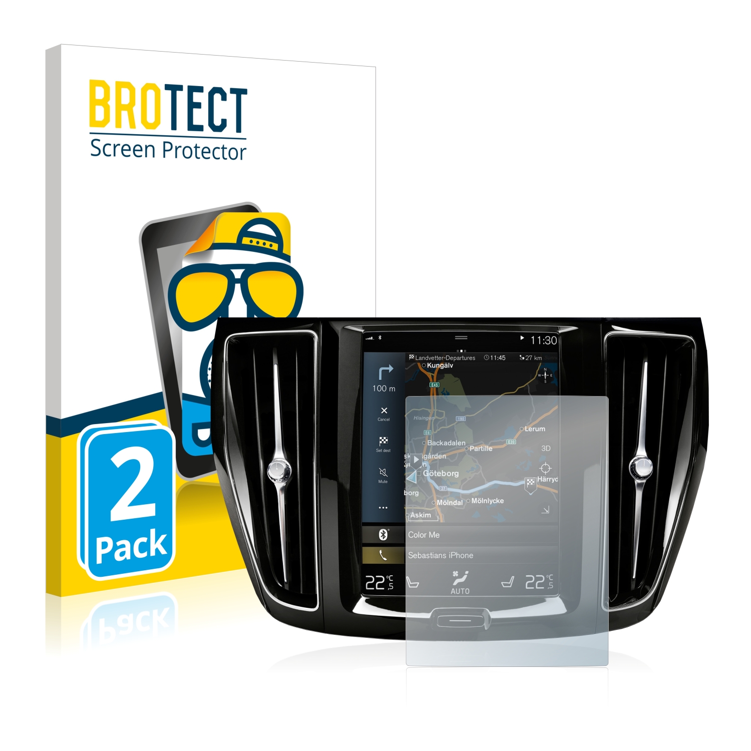2x BROTECT Entspiegelungs-Folie pro Volvo S60 Sensus Connect 2020