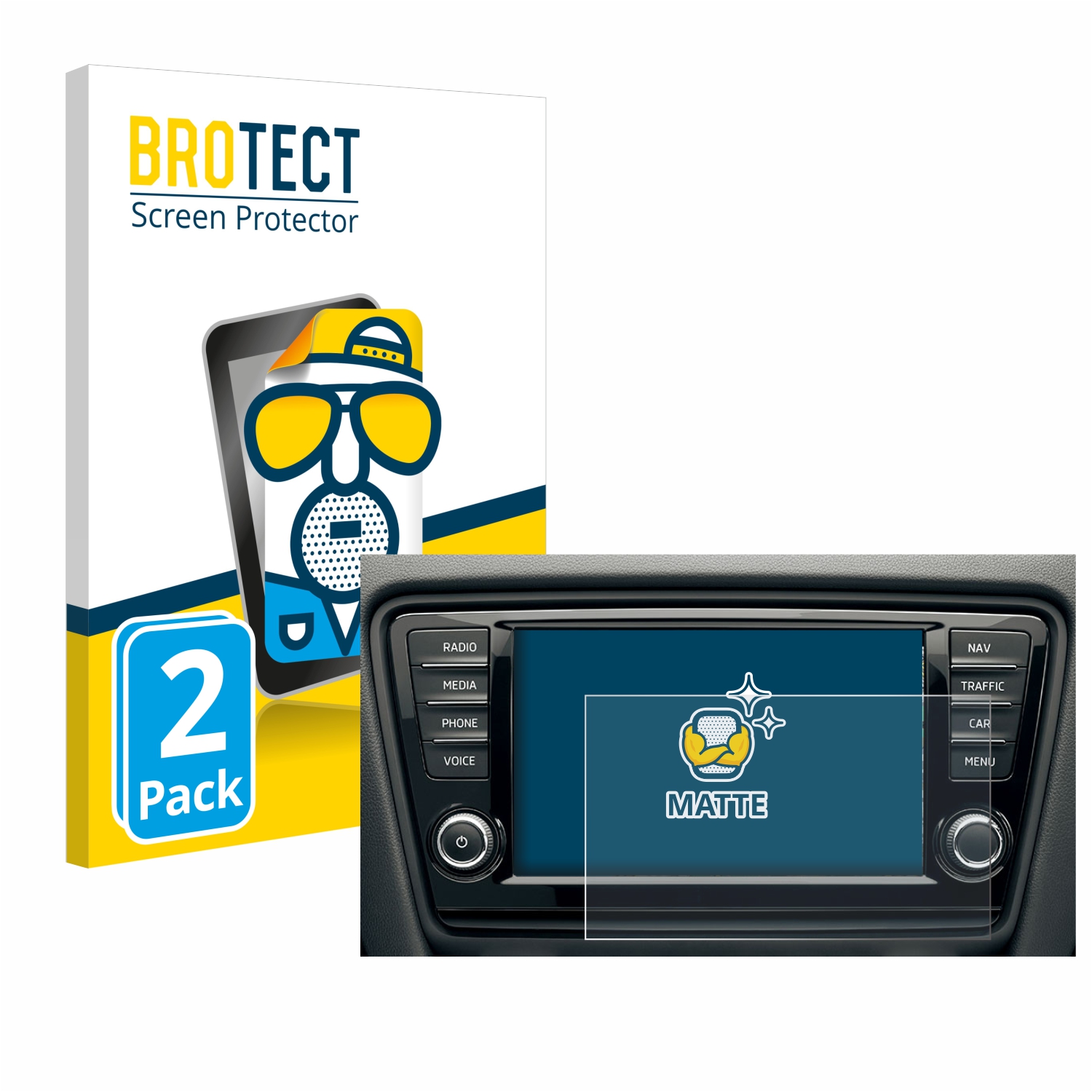 2x BROTECT Entspiegelungs-Folie pro Skoda Octavia 8004-ANL 2016 Infotainment System 2016