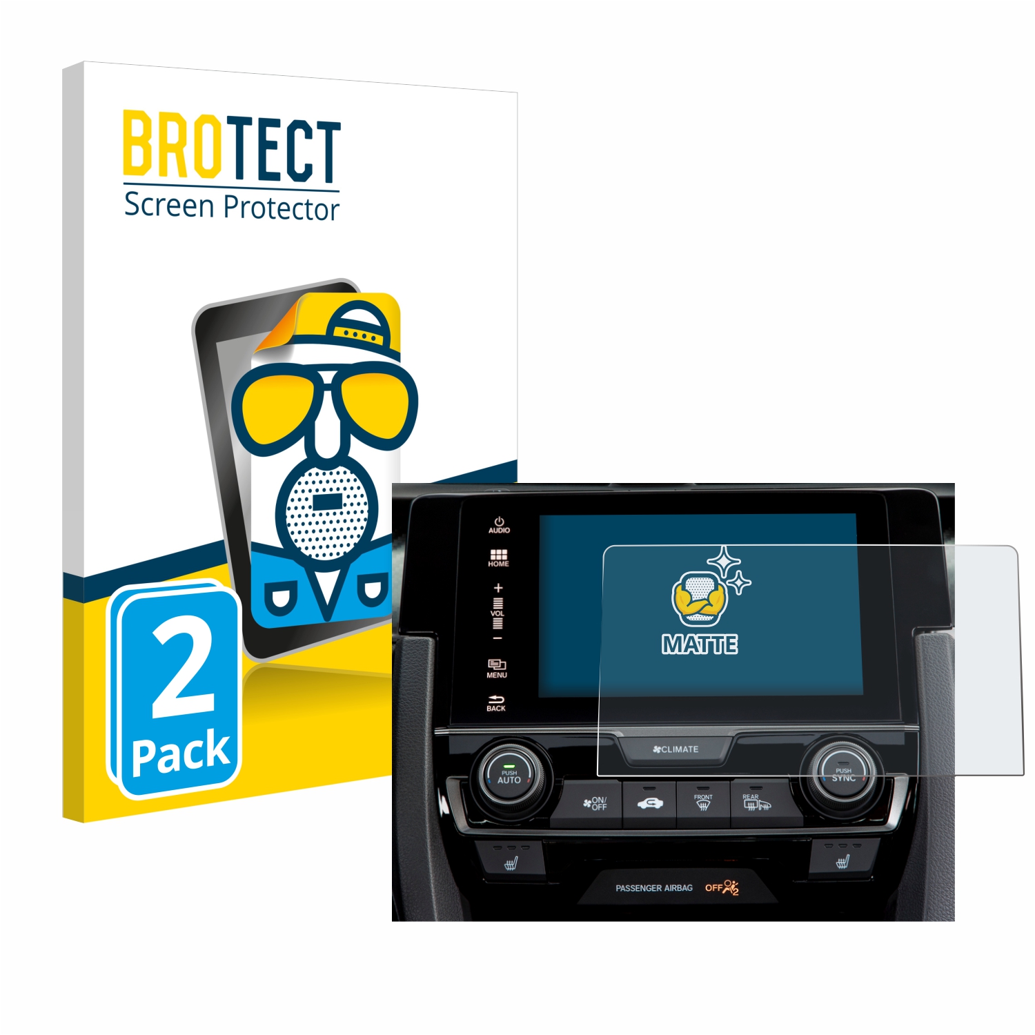 2x BROTECT Entspiegelungs-Folie pro Honda Civic 2020 Infotainment System 2020