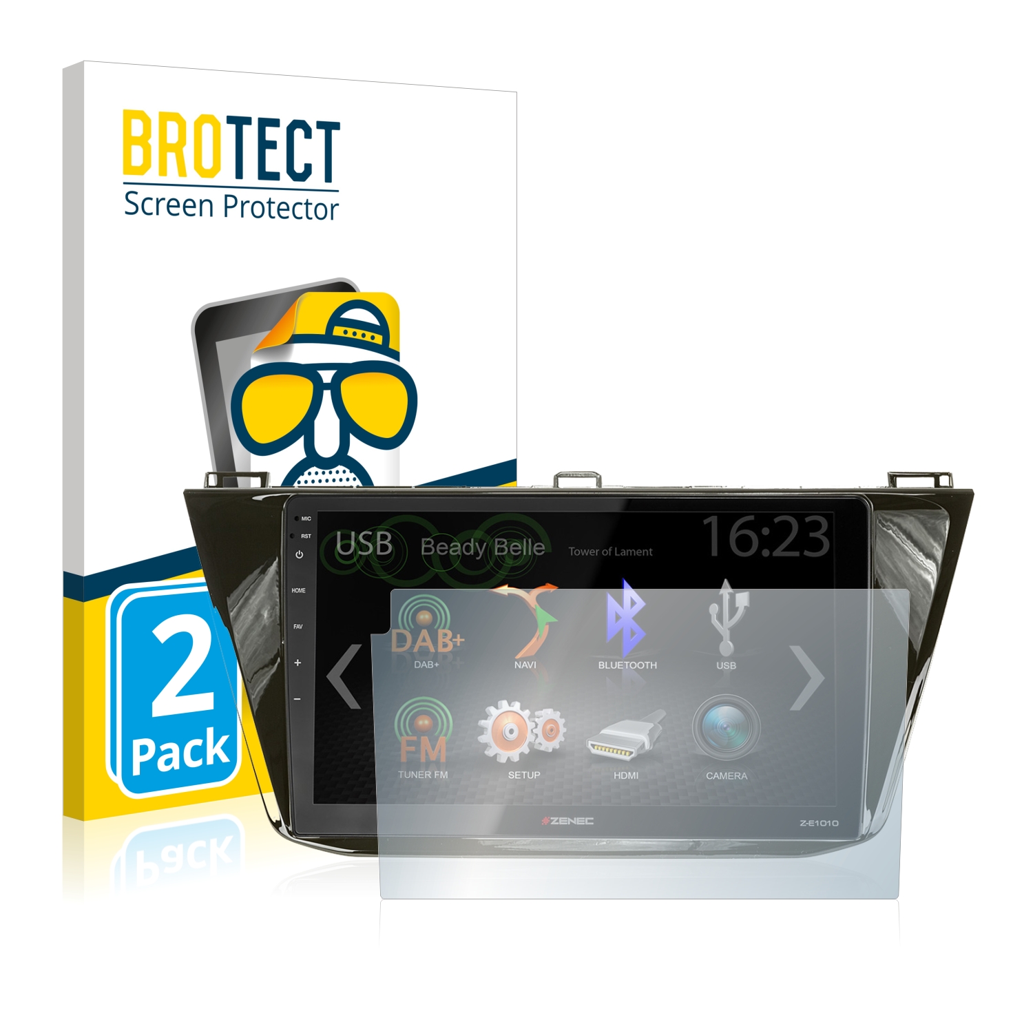2x BROTECT Entspiegelungs-Folie pro Zenec Z-E1010