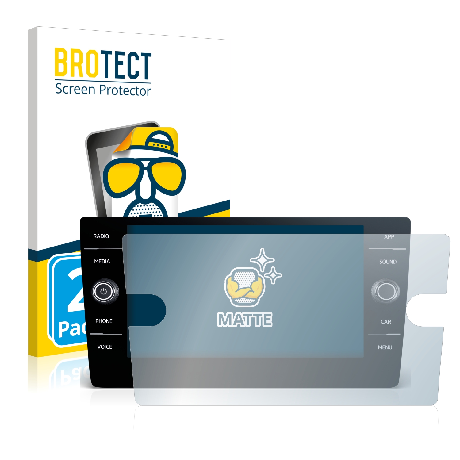 2x BROTECT Entspiegelungs-Folie pro Volkswagen T-Roc United TSI 2020 Discover Media 8 2020