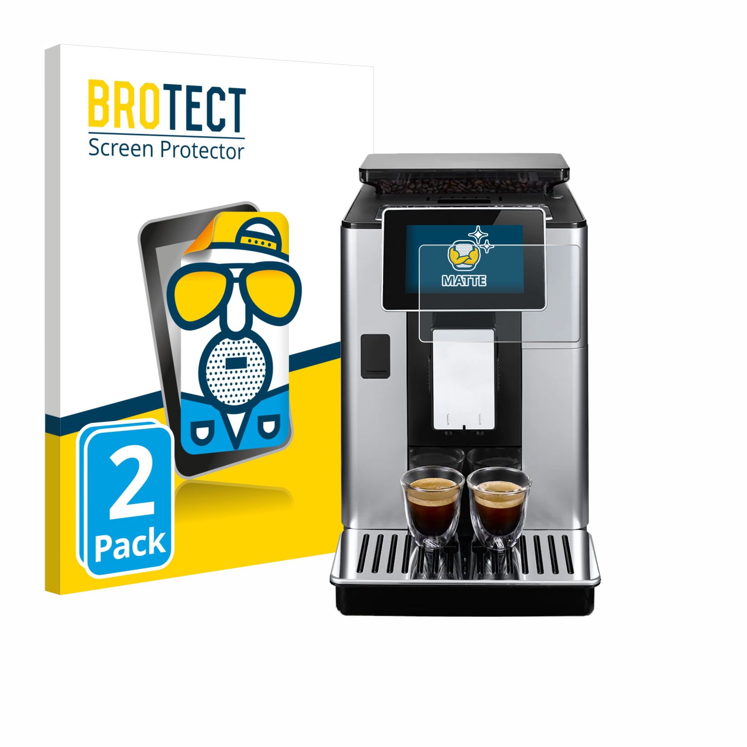 2x BROTECT Entspiegelungs-Folie pro DeLonghi PrimaDonna Soul ECAM612.55.SB
