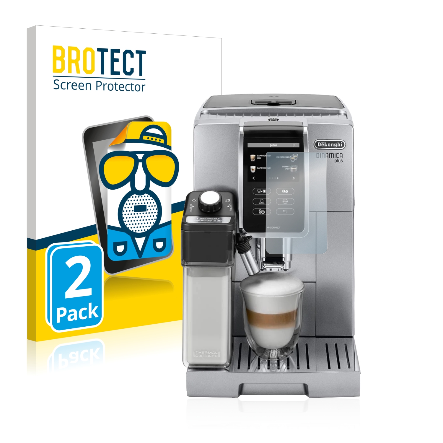 2x BROTECT Entspiegelungs-Folie pro DeLonghi Dinamica Plus ECAM370.95.T