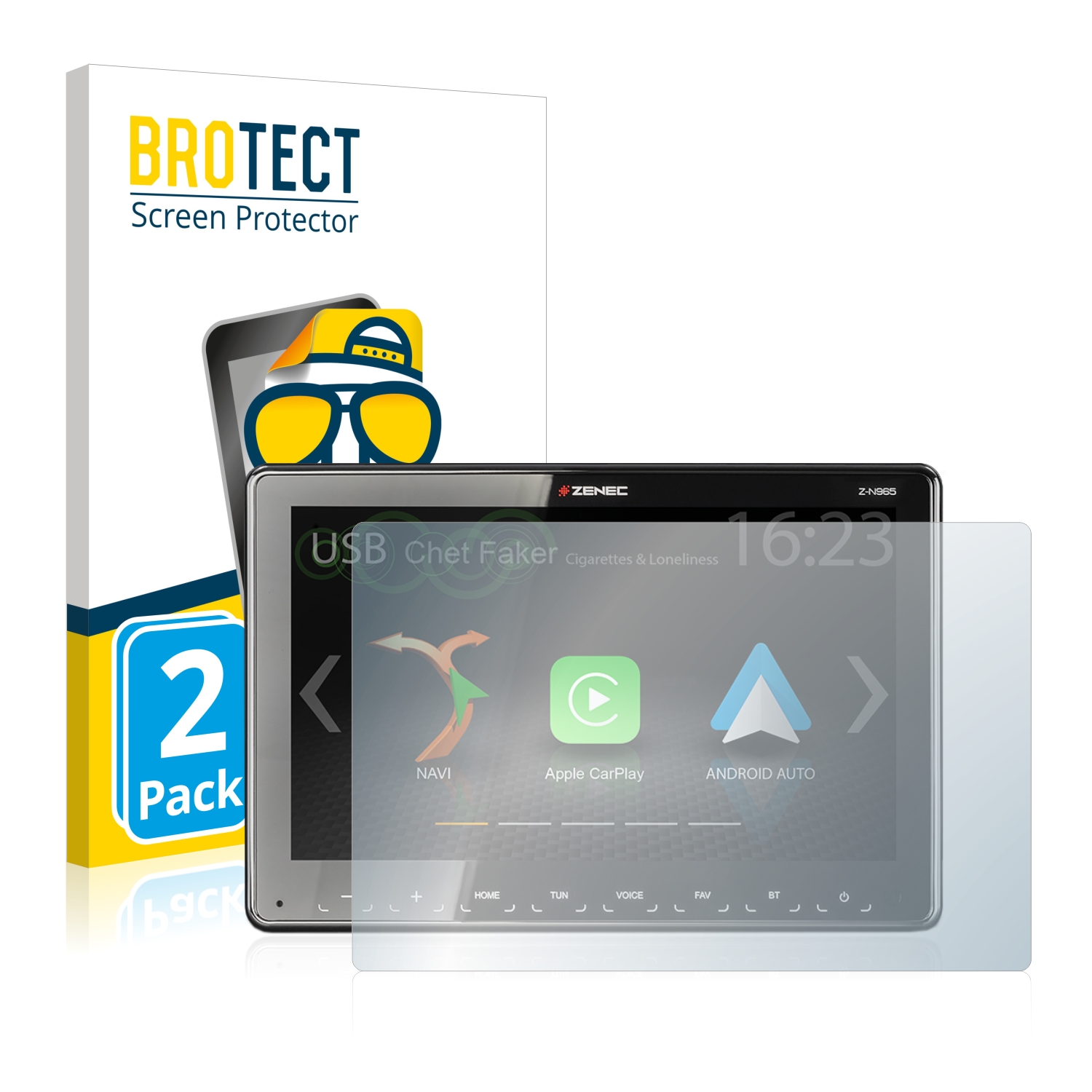 2x BROTECT Entspiegelungs-Folie pro Zenec Z-N965