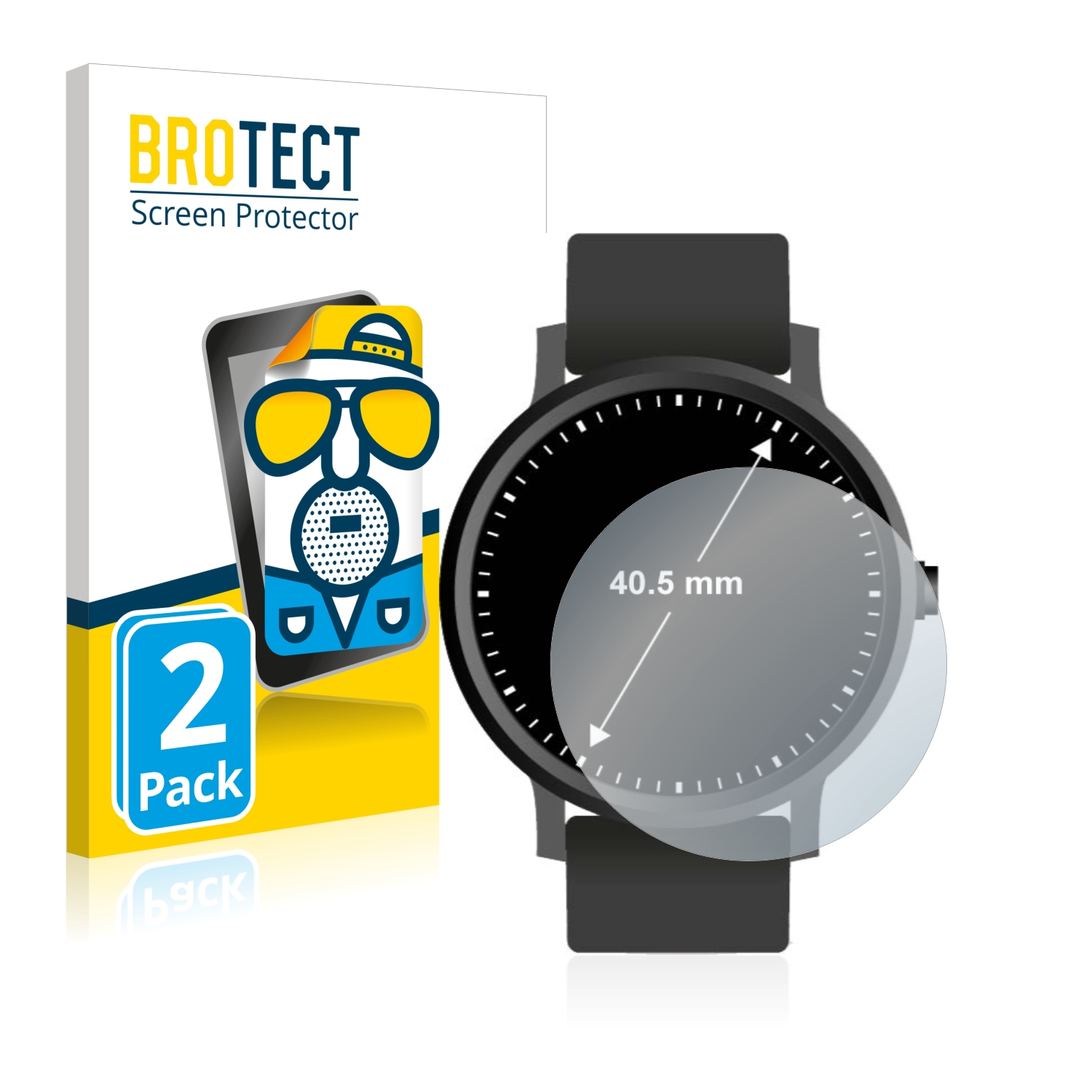 2x BROTECT Entspiegelungs-Folie pro hodinky (kulatý, průměr 40.5 mm)
