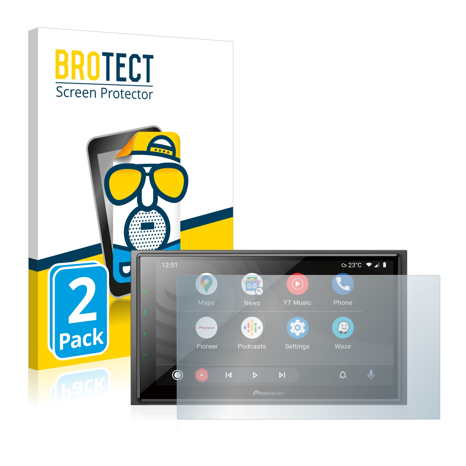2x BROTECT Entspiegelungs-Folie pro Pioneer SPH-EVO64DAB