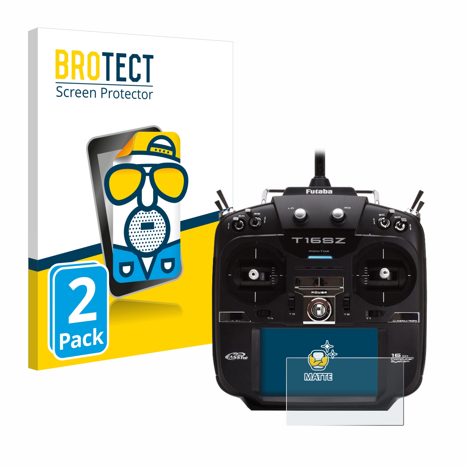 2x BROTECT Entspiegelungs-Folie pro Robbe Futaba T16IZ