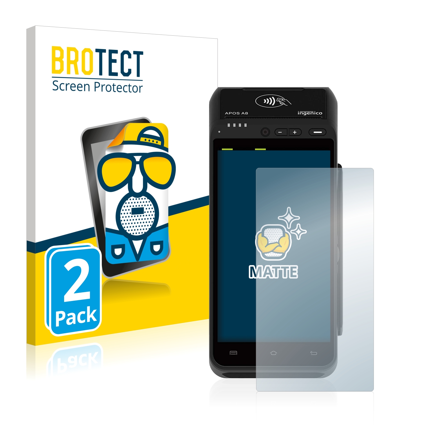 2x BROTECT Entspiegelungs-Folie pro ingenico Apos A8