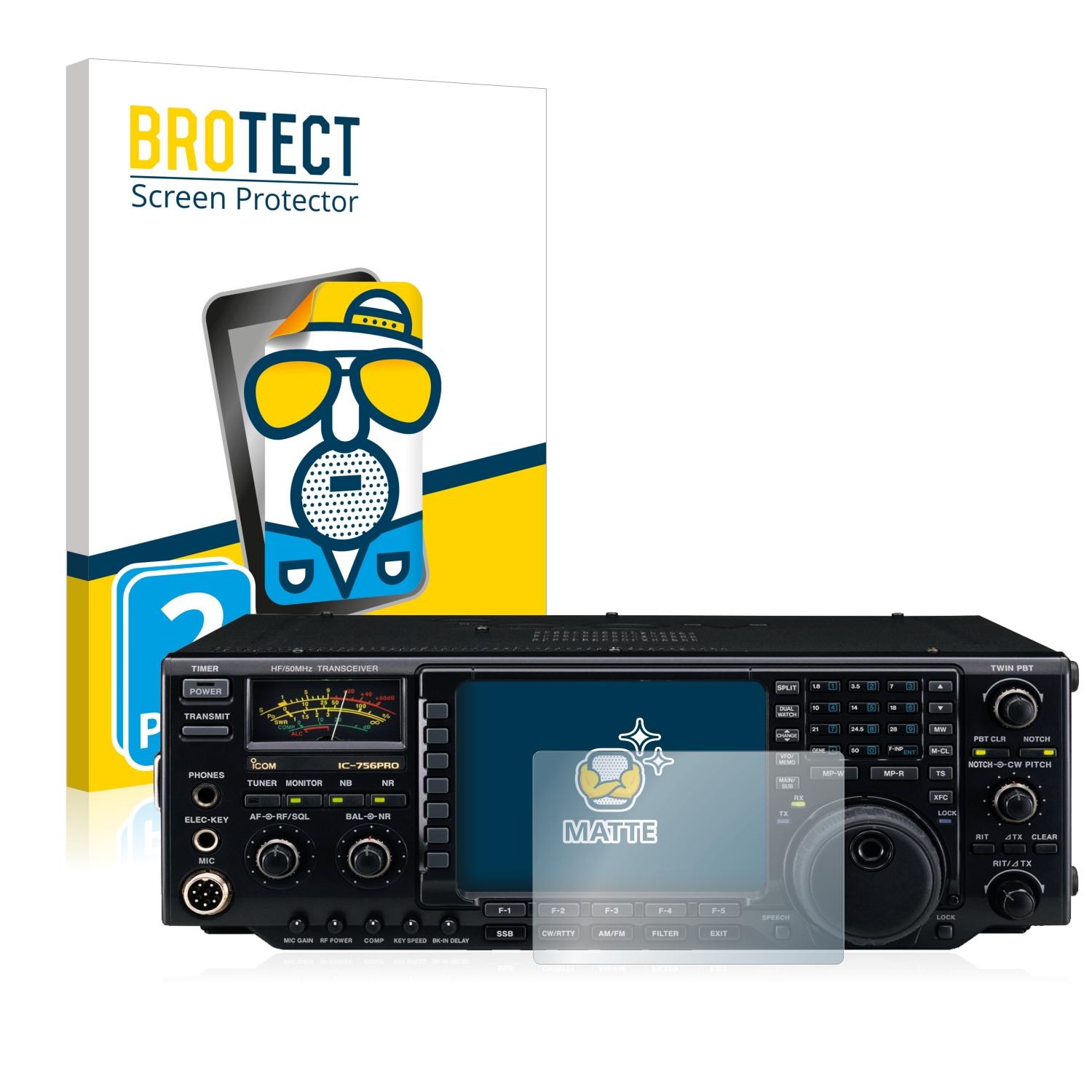 2x BROTECT Entspiegelungs-Folie pro Icom IC-756 Pro III