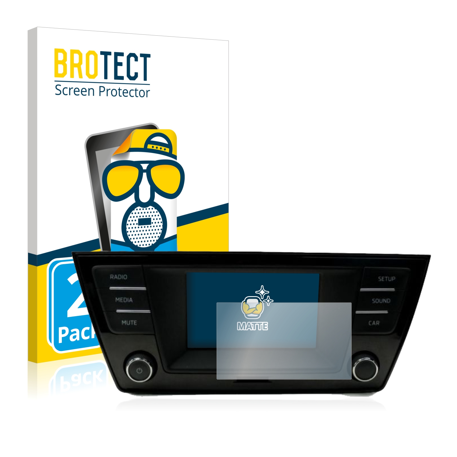 2x BROTECT Entspiegelungs-Folie pro Skoda Fabia 3 Radio Swing