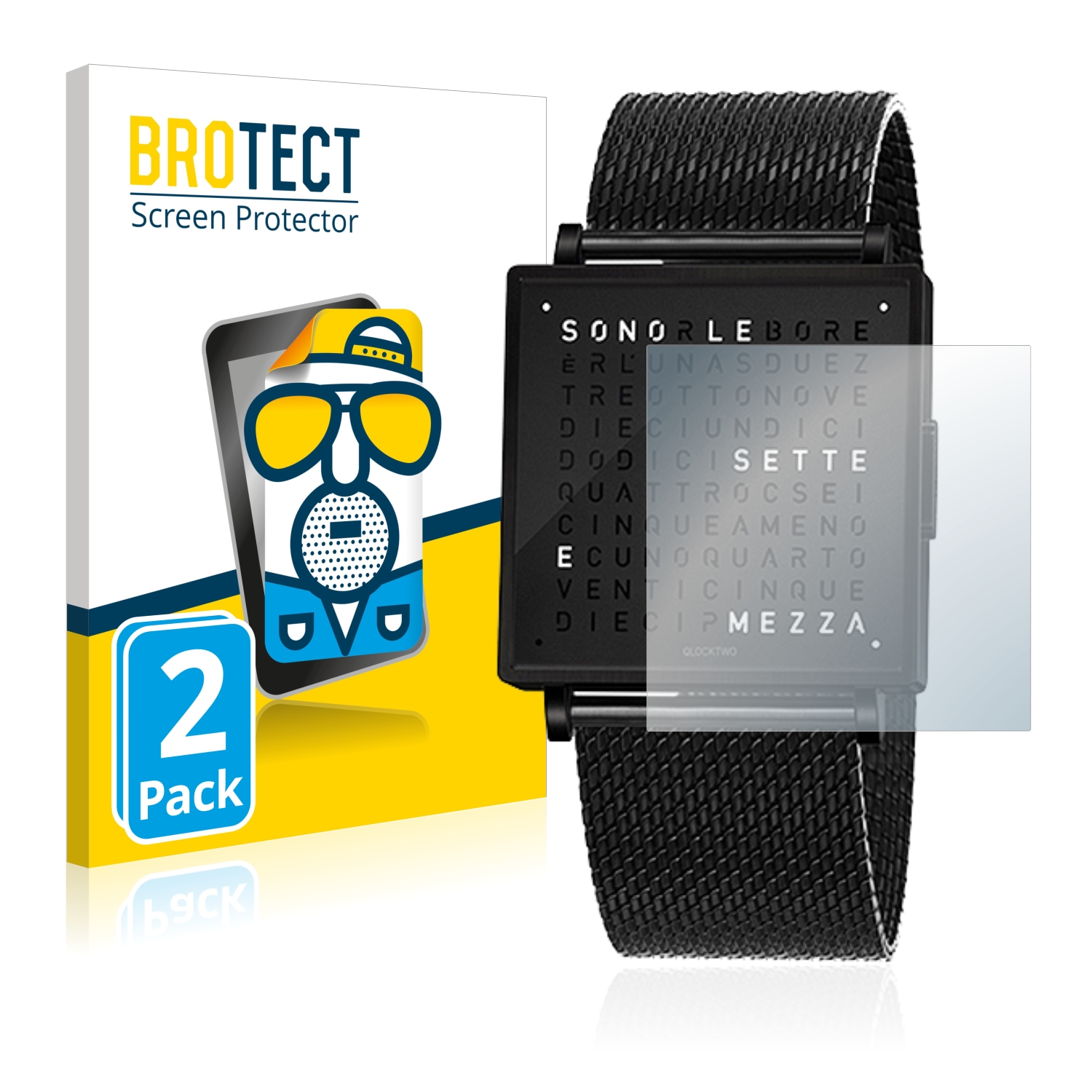 2x BROTECT Entspiegelungs-Folie pro Qlocktwo W35