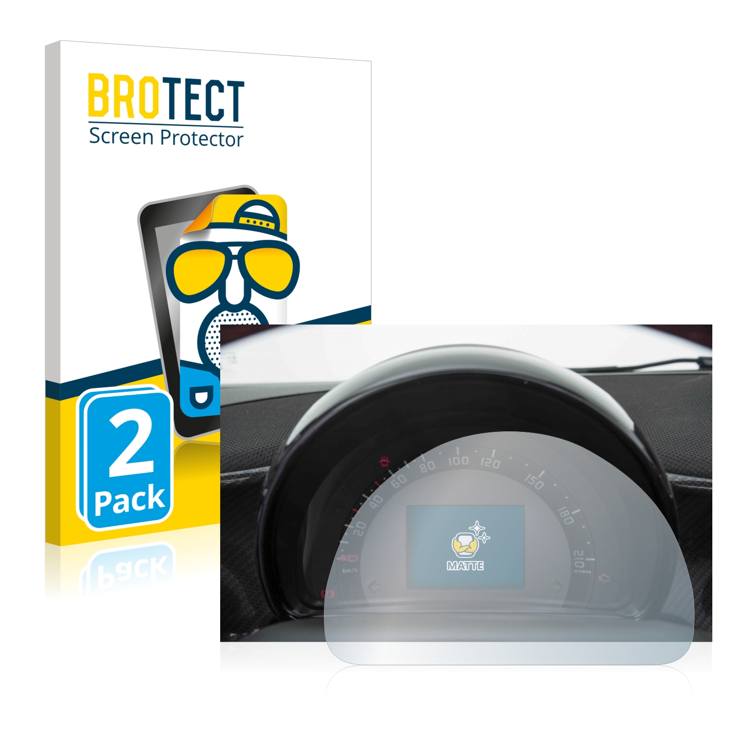 2x BROTECT Entspiegelungs-Folie pro Smart 453 Fortwo tachometr