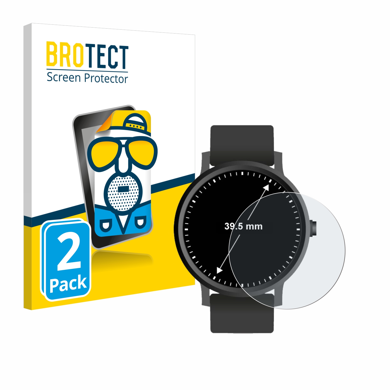 2x BROTECT Entspiegelungs-Folie pro hodinky (kulatý, průměr 39.5 mm)