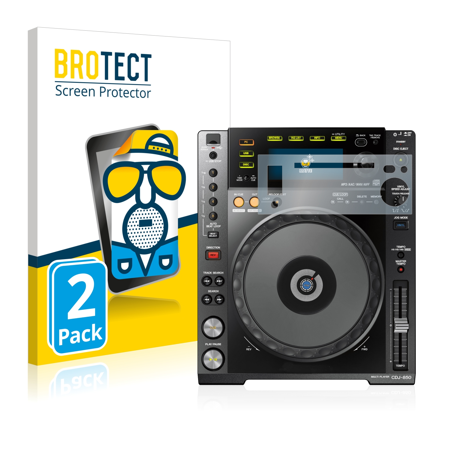 2x BROTECT Entspiegelungs-Folie pro Pioneer CDJ-850-K