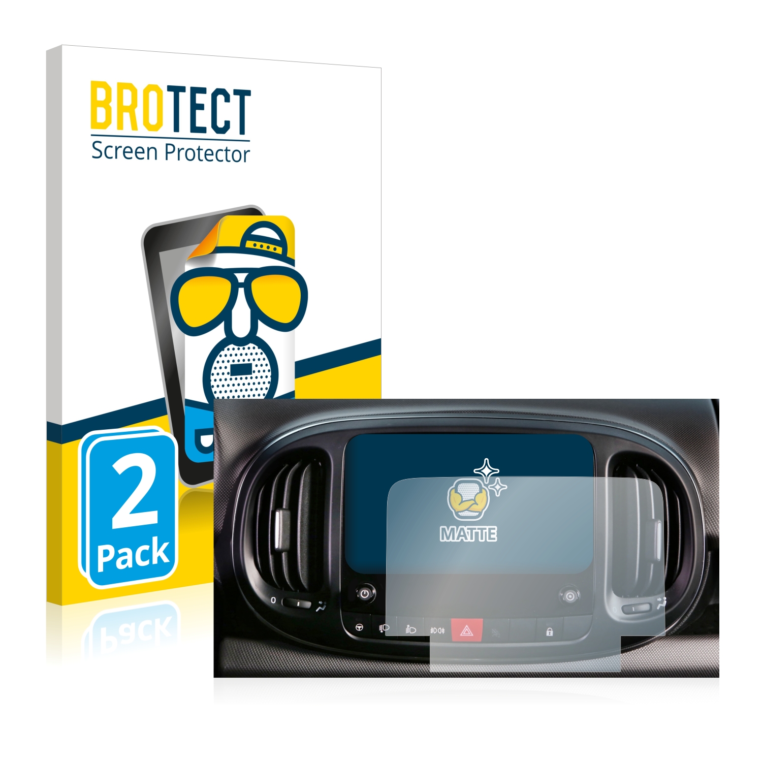 2x BROTECT Entspiegelungs-Folie pro Fiat 500L 2022 Uconnect 7