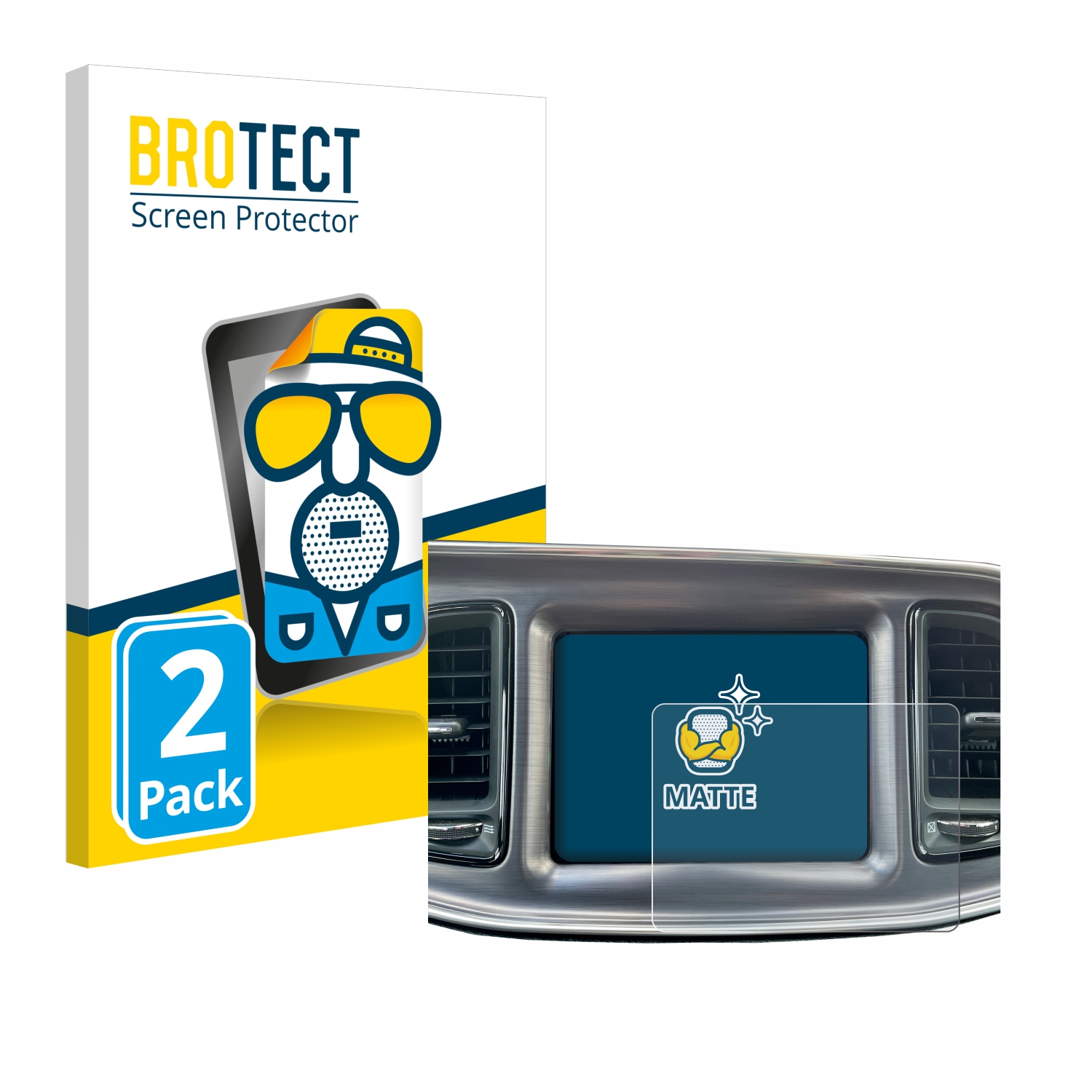 2x BROTECT Entspiegelungs-Folie pro Dodge Challenger Uconnect 8.4 2015-2022