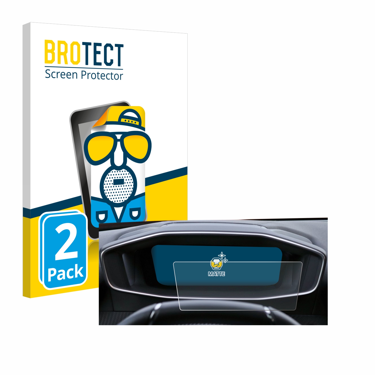 2x BROTECT Entspiegelungs-Folie pro Peugeot 2008 2022 Cockpit