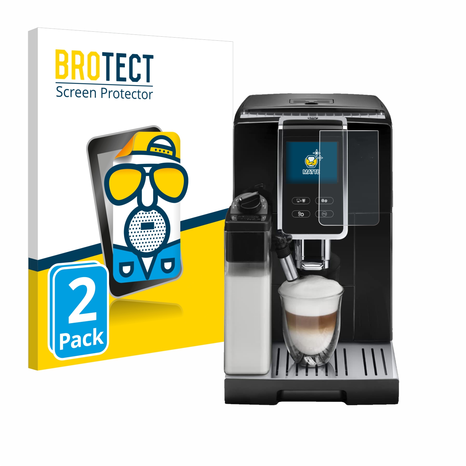 2x BROTECT Entspiegelungs-Folie pro DeLonghi Dinamica Plus ECAM370.70.B