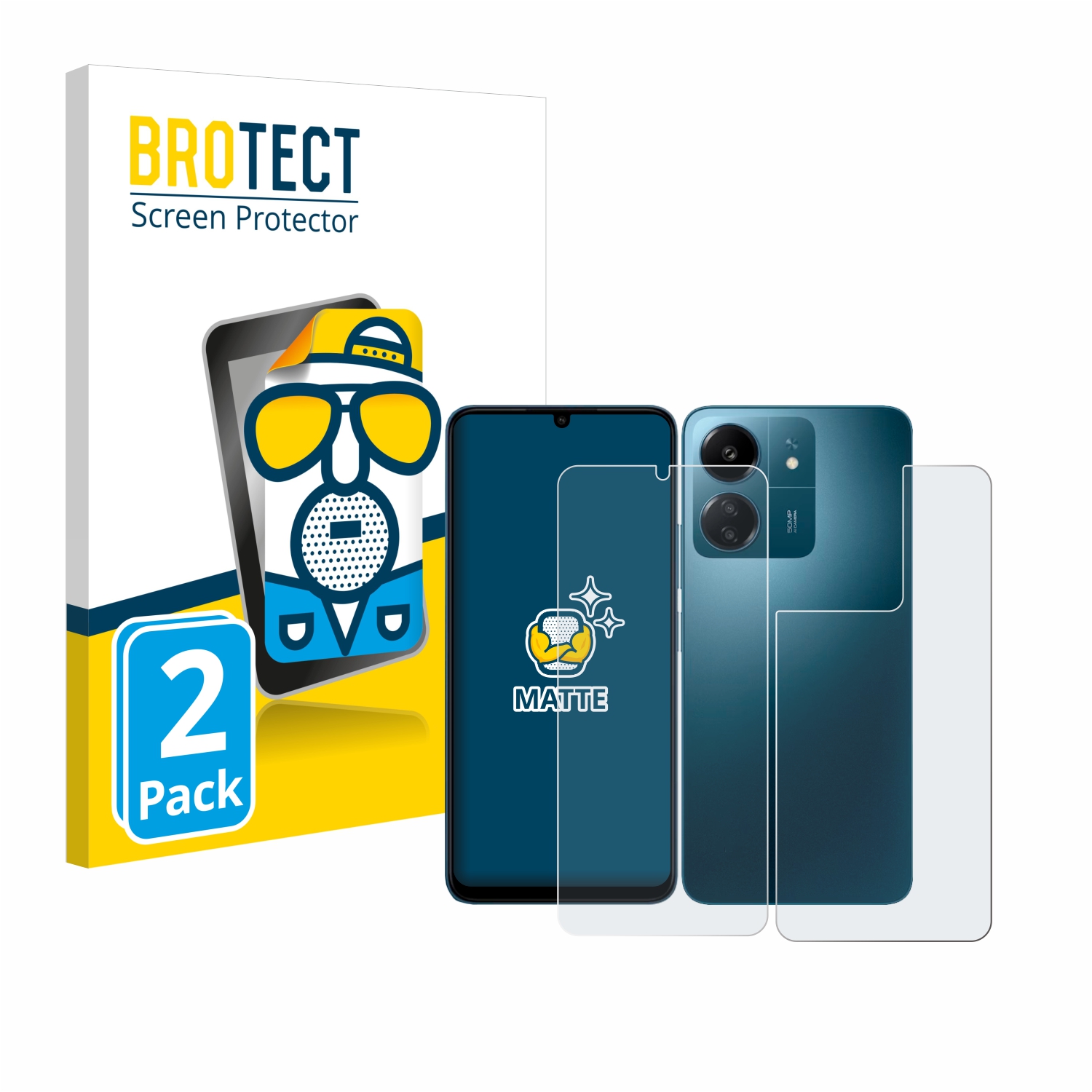 2x BROTECT Entspiegelungs-Folie pro Xiaomi Redmi 13C (displej+zadní strana)