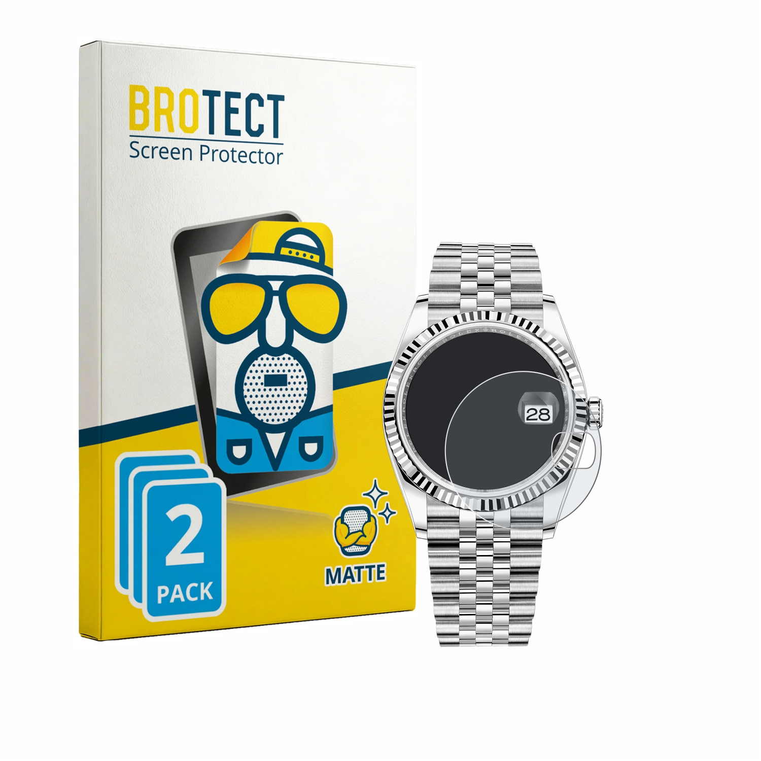 2x BROTECT Entspiegelungs-Folie pro Rolex Oyster Perpetual Datejust 36