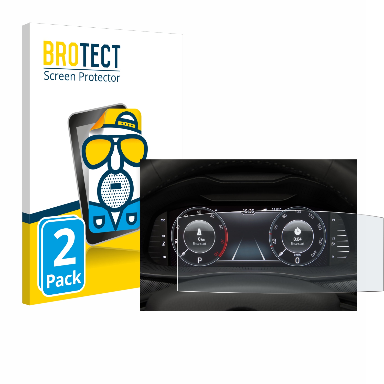 2x BROTECT Entspiegelungs-Folie pro Skoda Virtual Cockpit 10.25