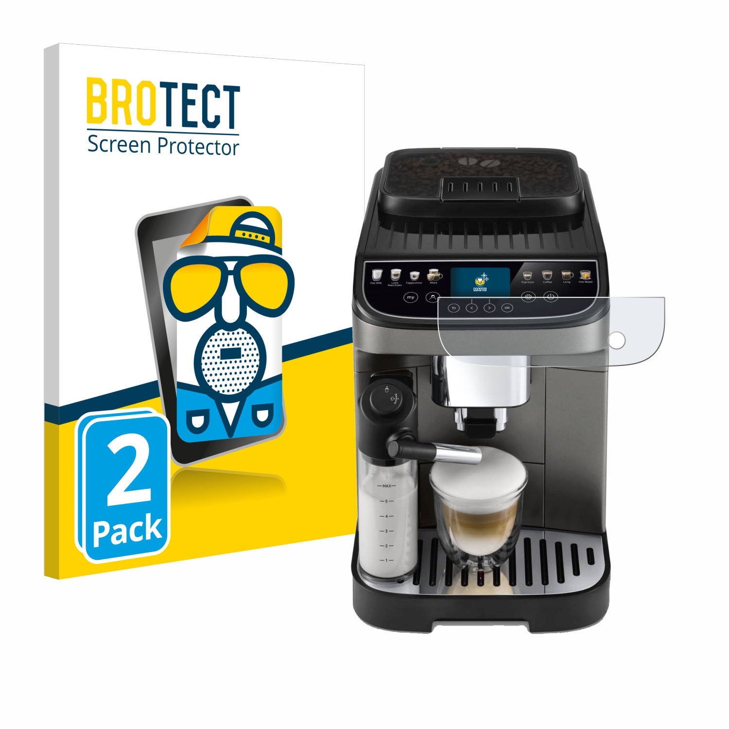 2x BROTECT Entspiegelungs-Folie pro DeLonghi Magnifica Evo Next