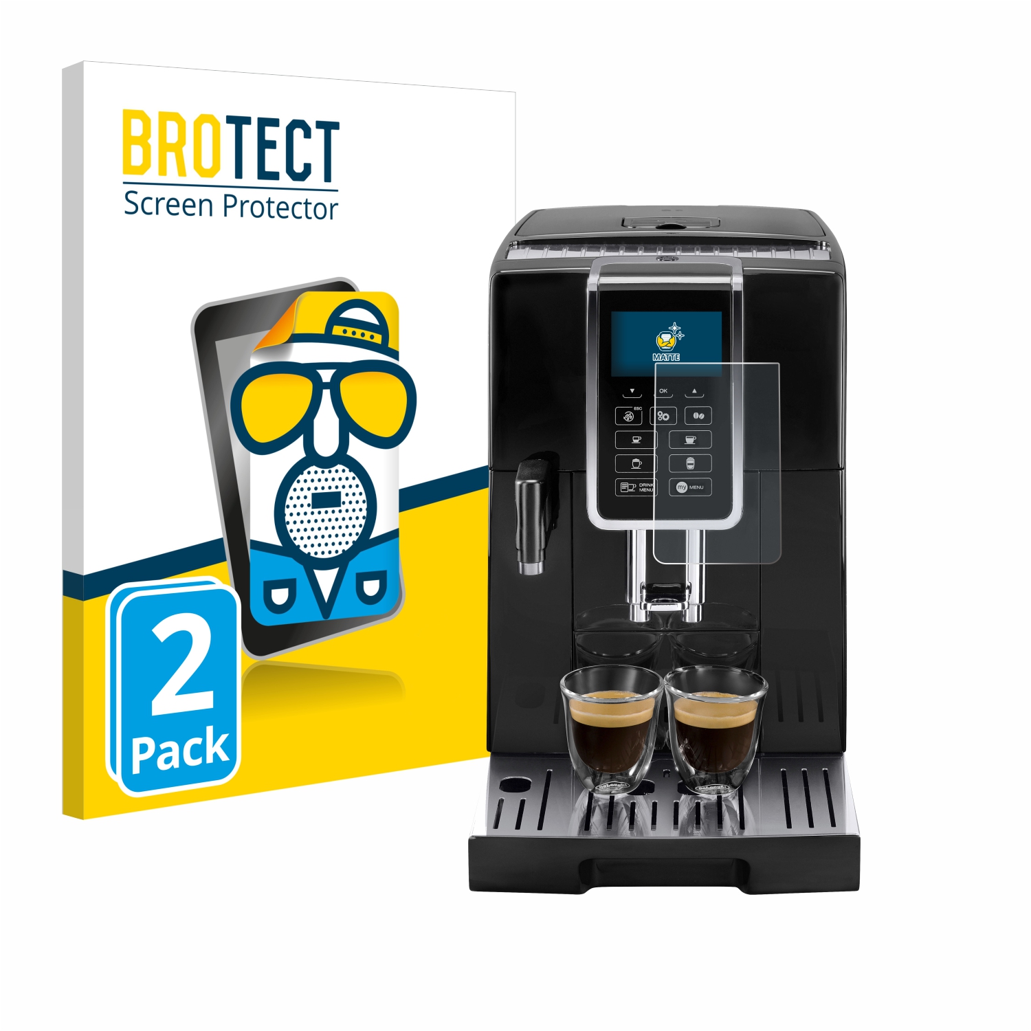 2x BROTECT Entspiegelungs-Folie pro DeLonghi Dinamica ECAM350.55