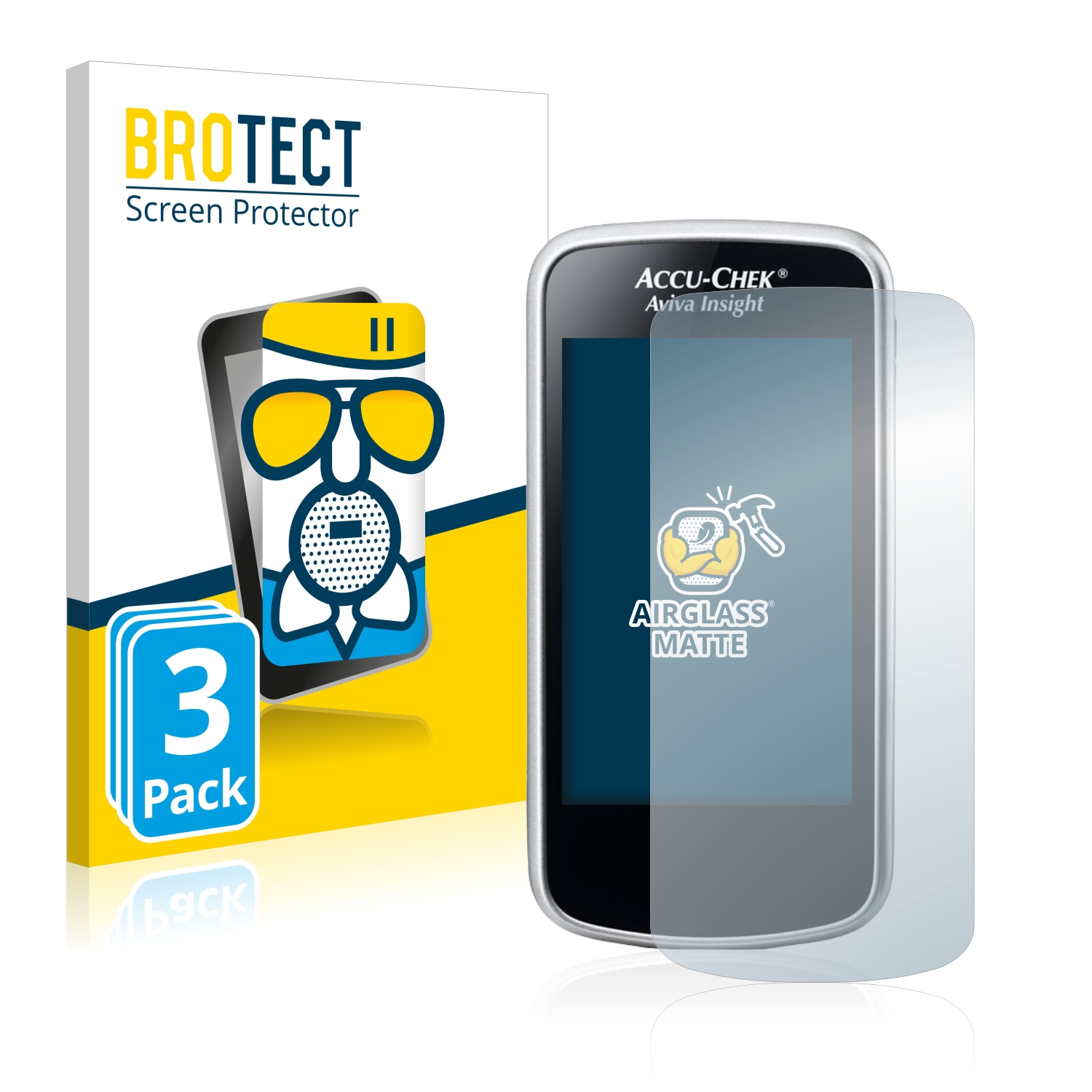 3x BROTECT AirGlass matná skleněná fólie pro Accu-Chek Aviva Insight Diabetes Manager