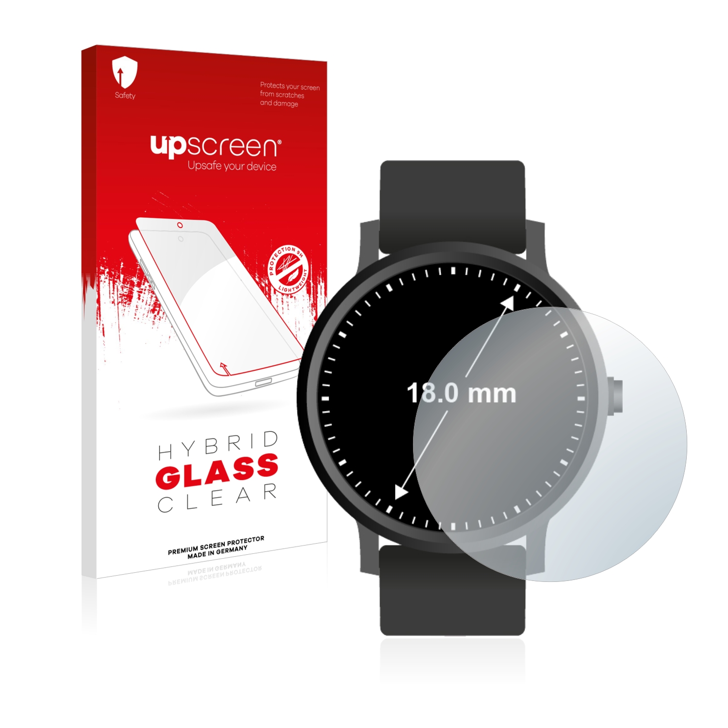 čirá skleněná fólie upscreen Hybrid Glas pro hodinky (kulatý, průměr 18 mm)