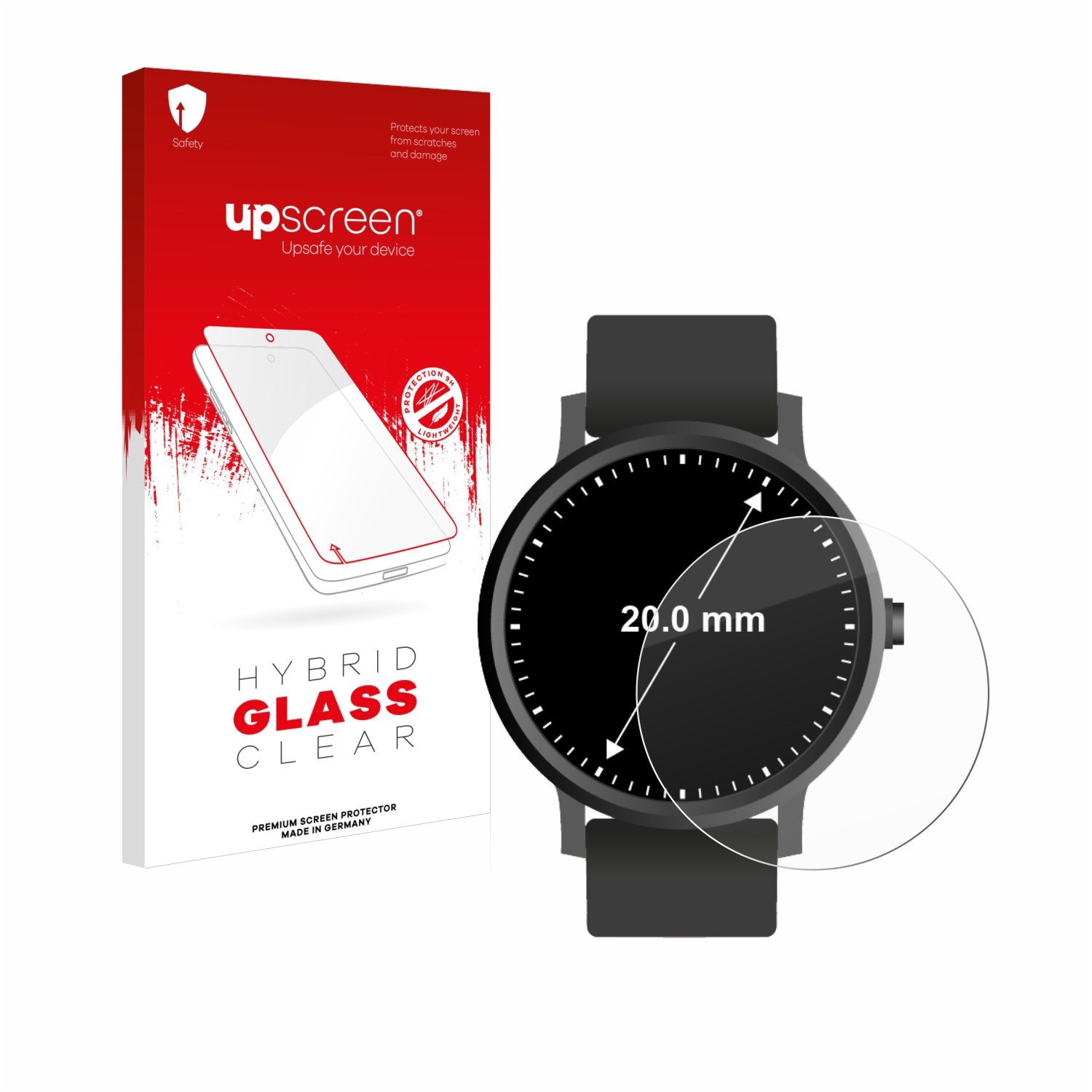 čirá skleněná fólie upscreen Hybrid Glas pro hodinky (kulatý, průměr 20 mm)