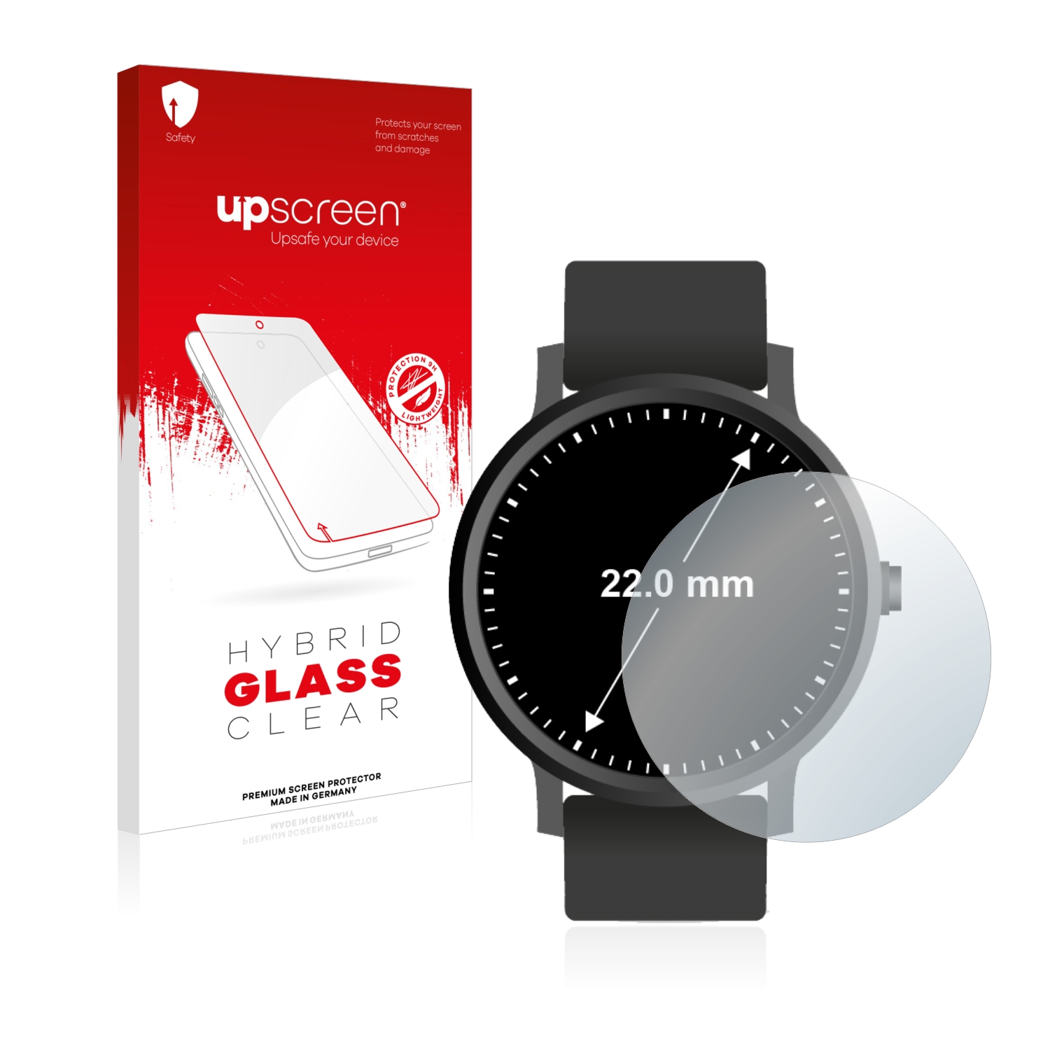 čirá skleněná fólie upscreen Hybrid Glas pro hodinky (kulatý, průměr 22 mm)