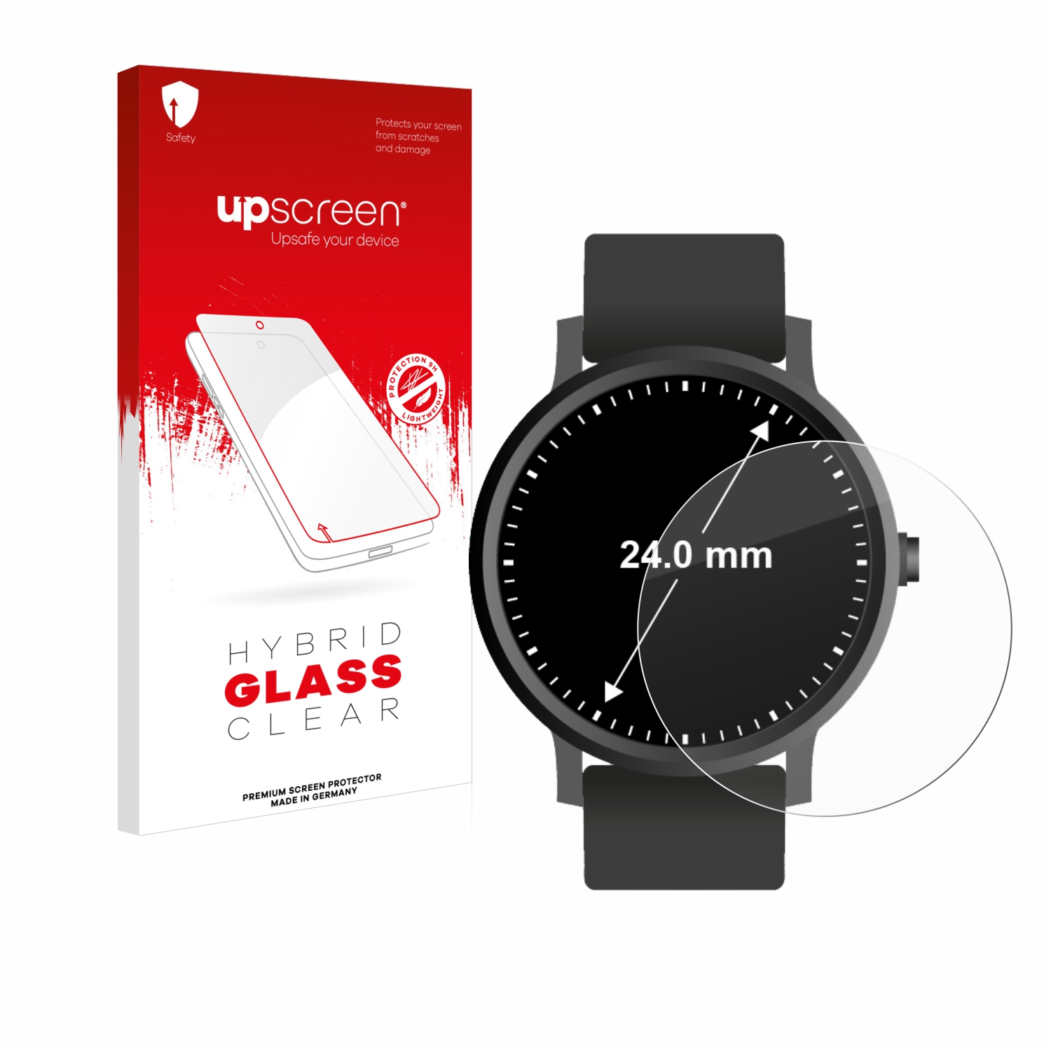 čirá skleněná fólie upscreen Hybrid Glas pro hodinky (kulatý, průměr 24 mm)