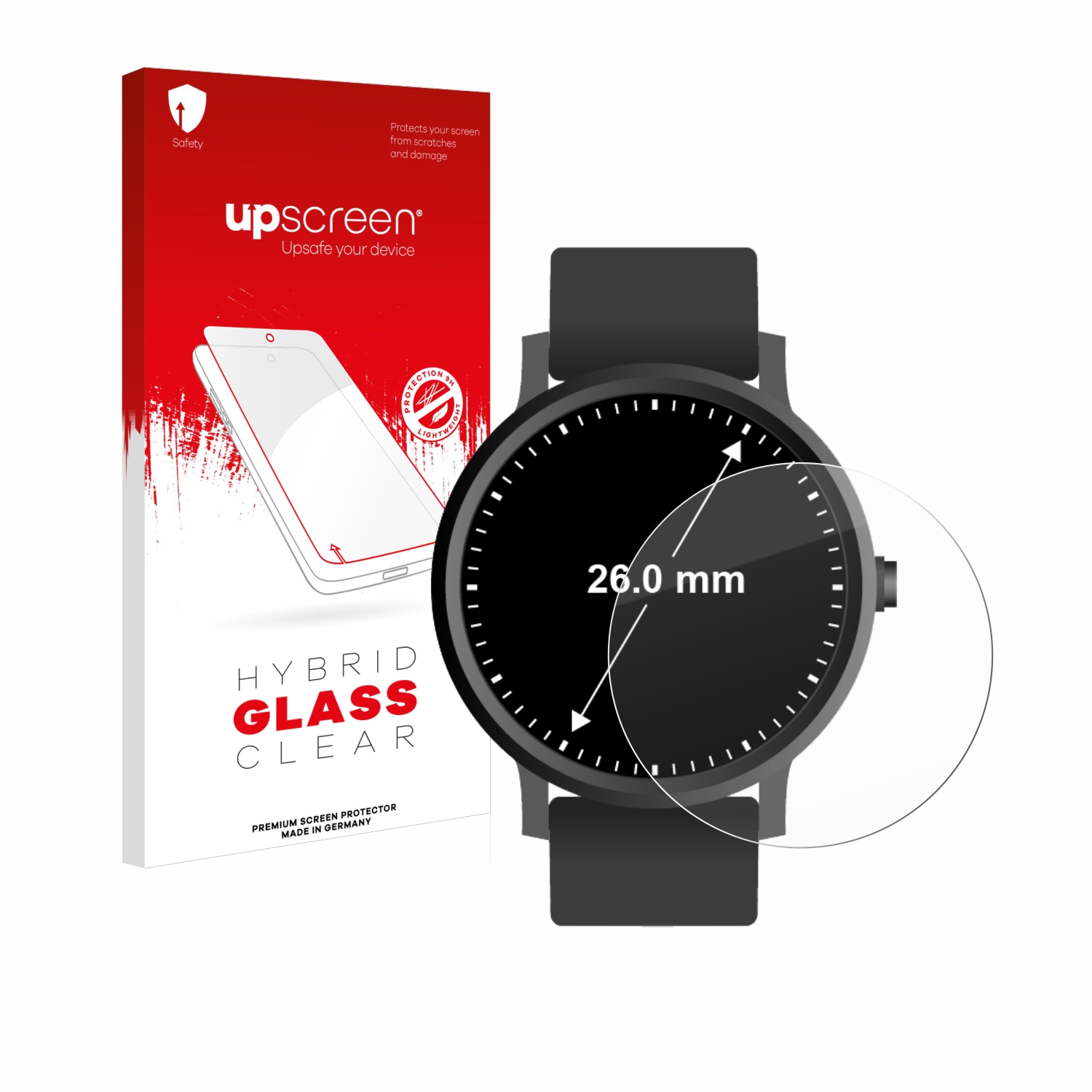 čirá skleněná fólie upscreen Hybrid Glas pro hodinky (kulatý, průměr 26 mm)
