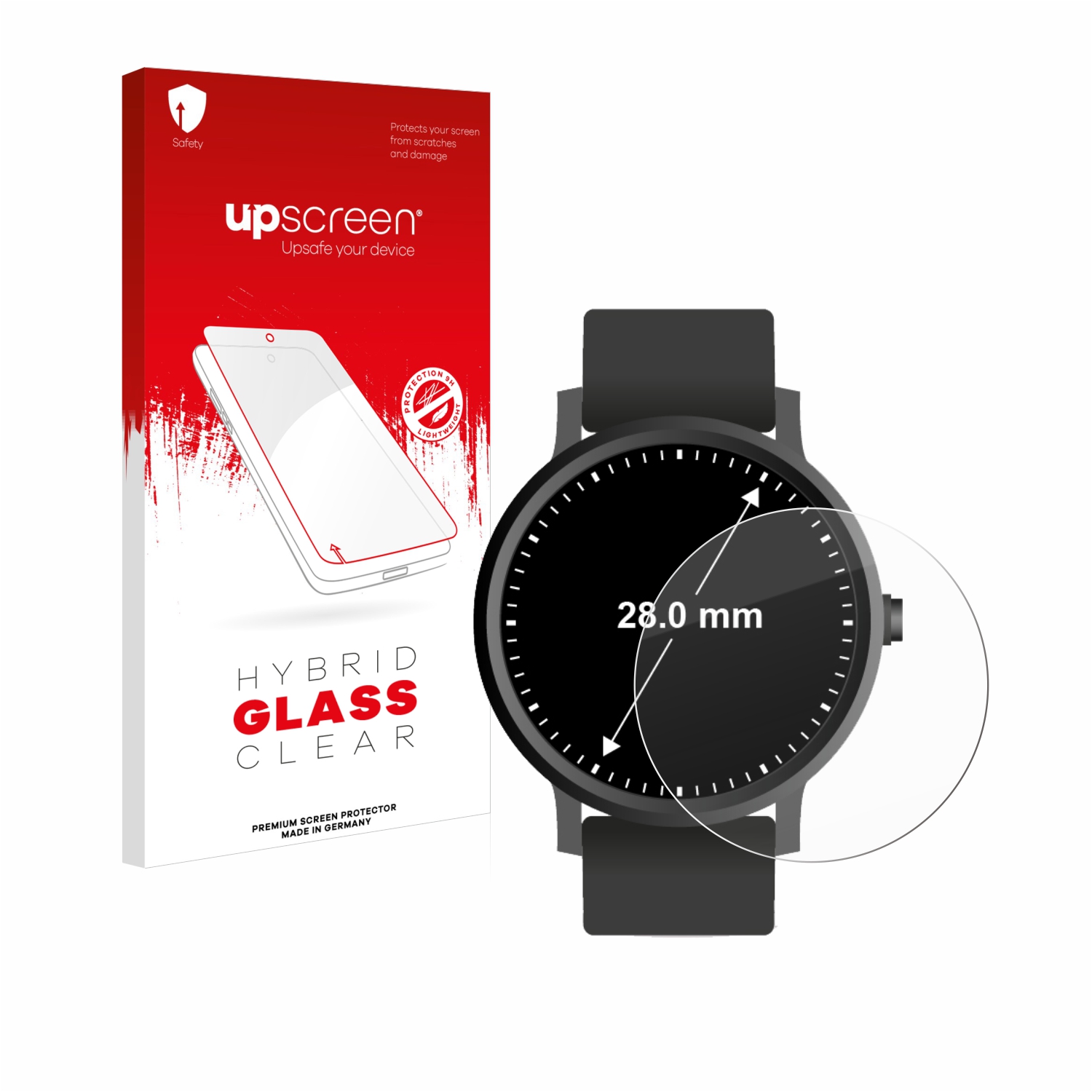 čirá skleněná fólie upscreen Hybrid Glas pro hodinky (kulatý, průměr 28 mm)