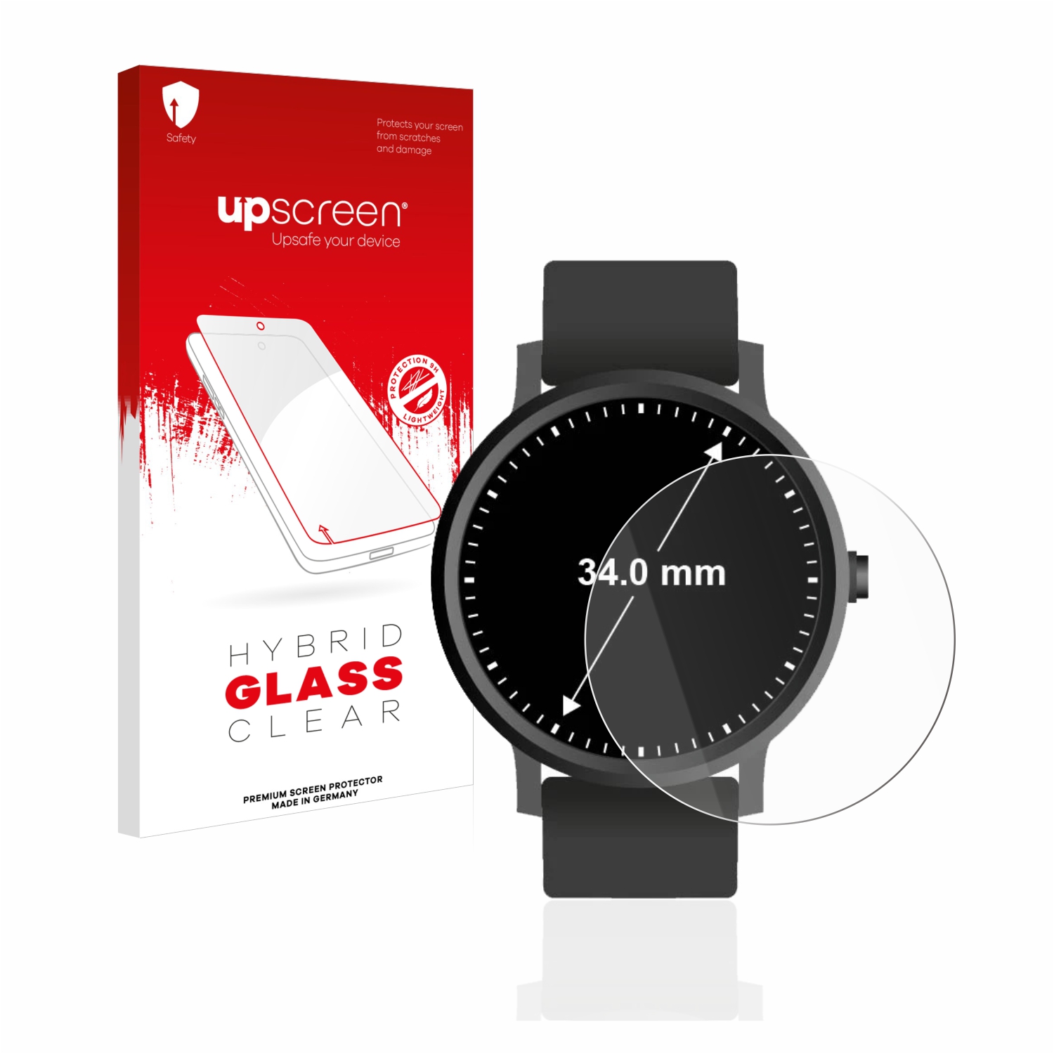 čirá skleněná fólie upscreen Hybrid Glas pro hodinky (kulatý, průměr 34 mm)