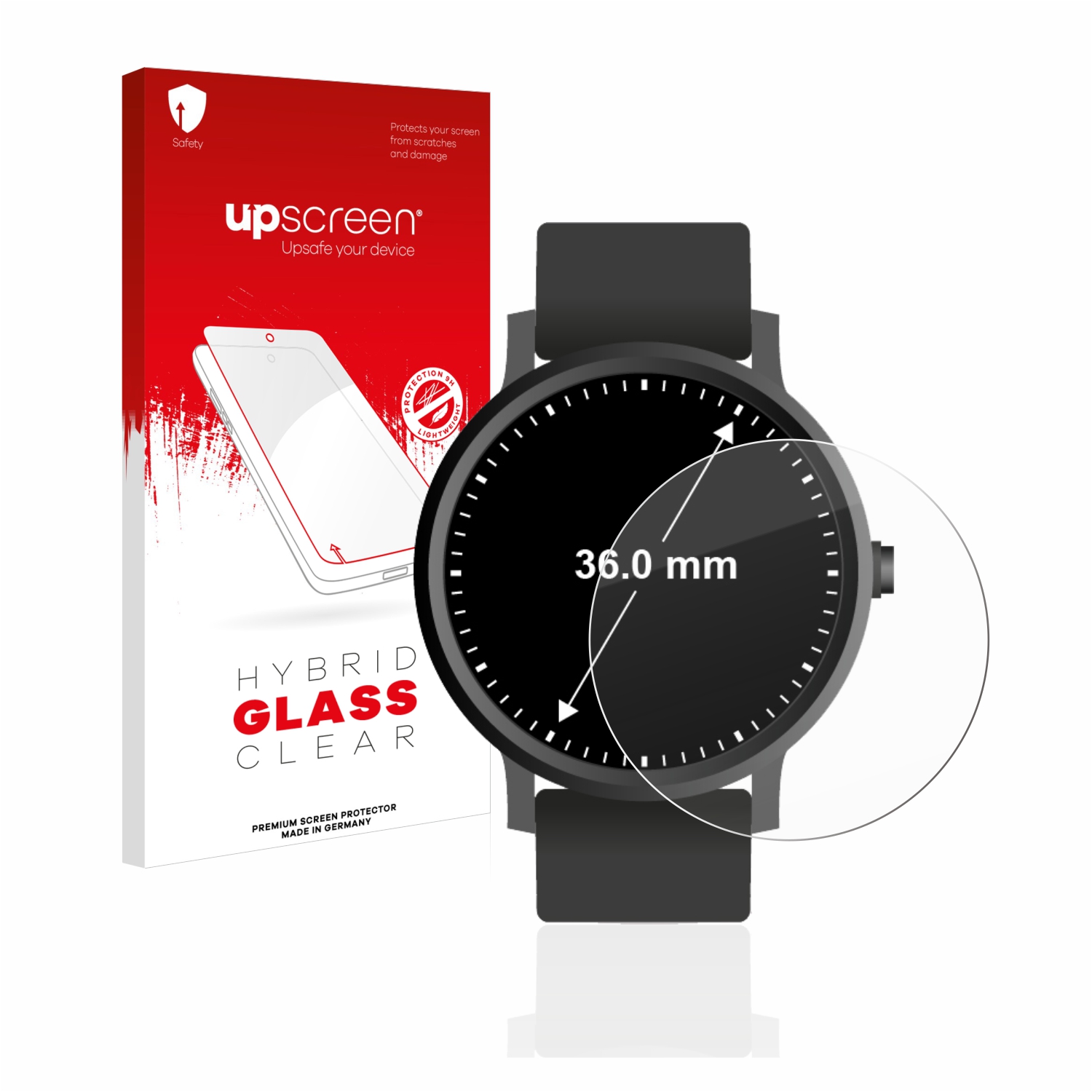 čirá skleněná fólie upscreen Hybrid Glas pro hodinky (kulatý, průměr 36 mm)