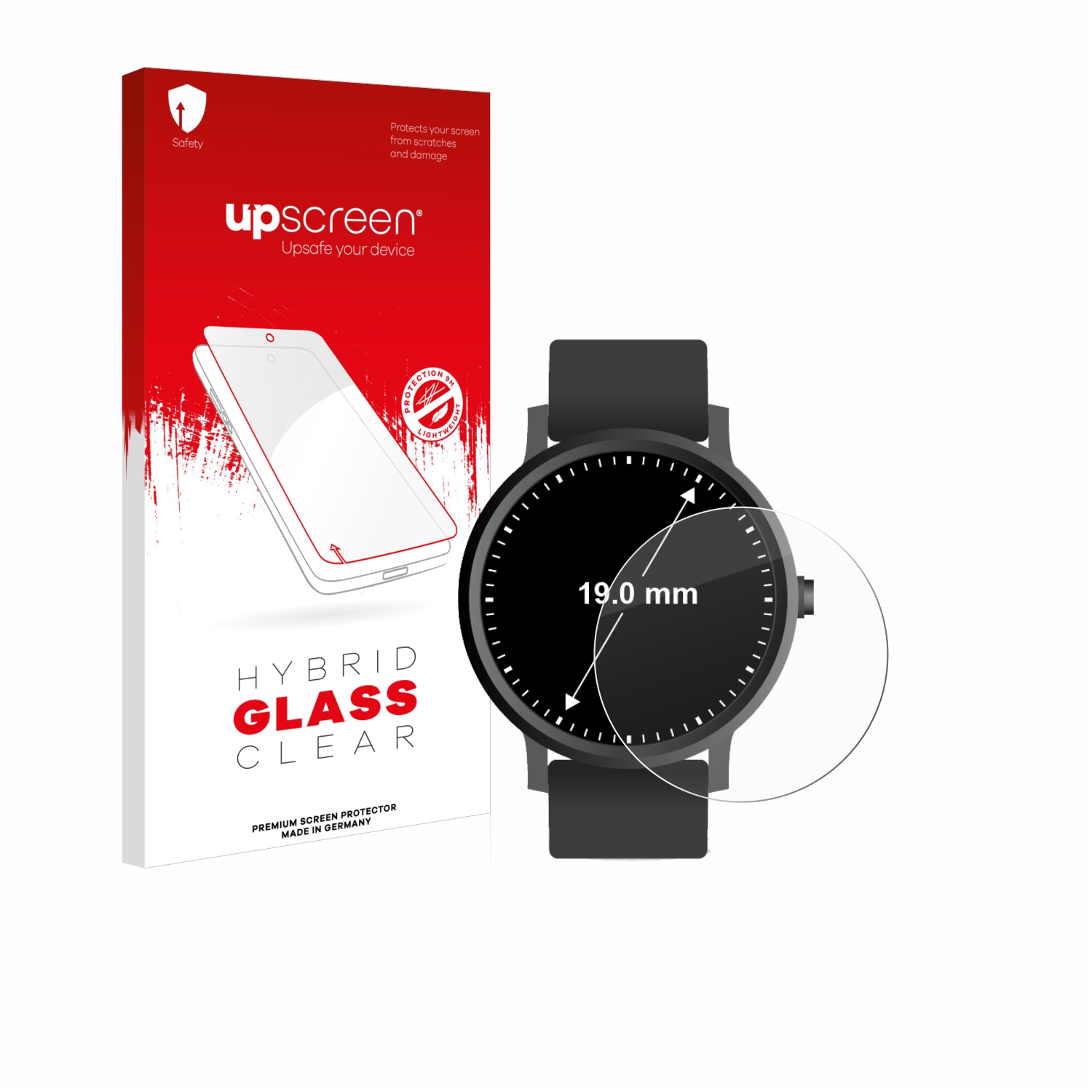 čirá skleněná fólie upscreen Hybrid Glas pro hodinky (kulatý, průměr 19 mm)