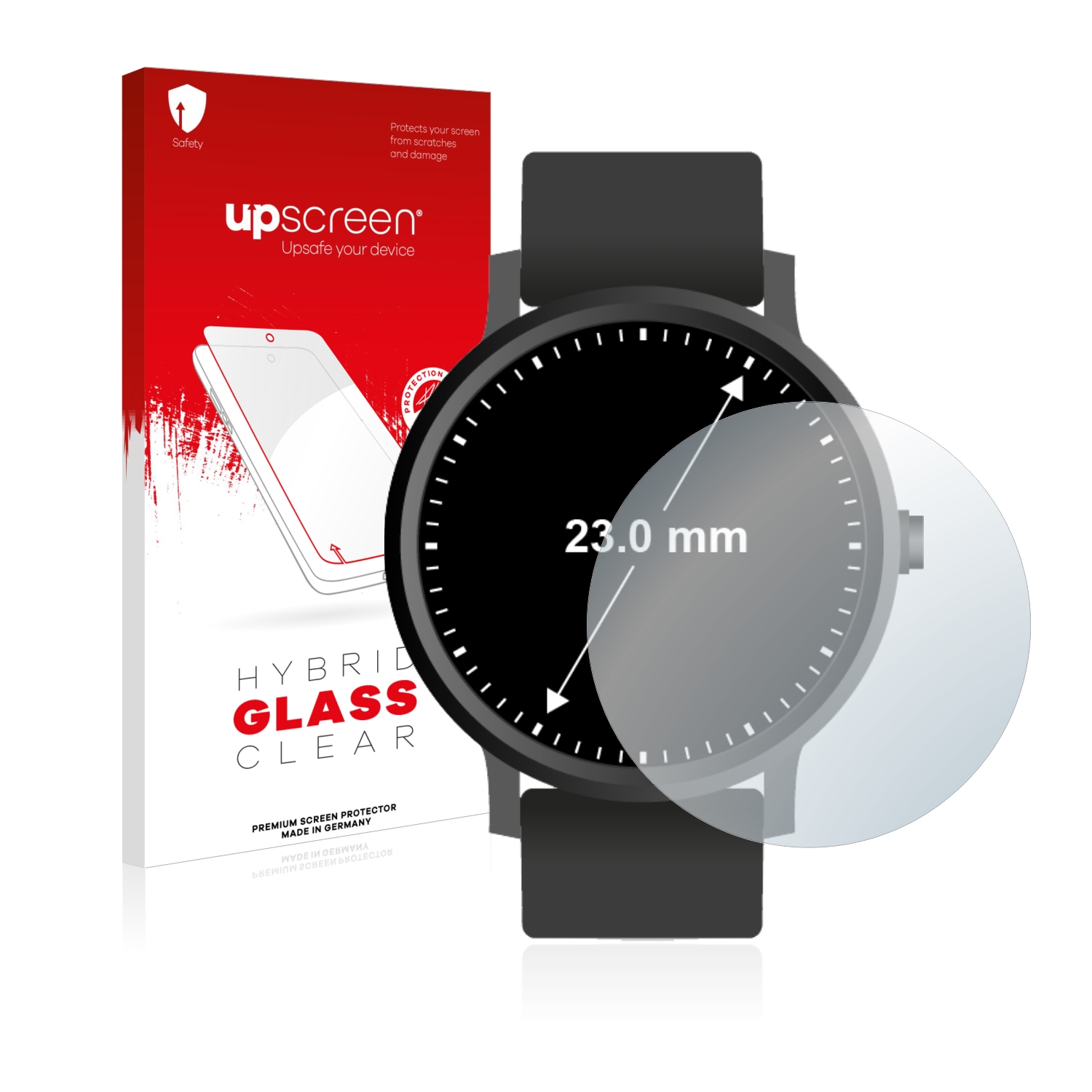 čirá skleněná fólie upscreen Hybrid Glas pro hodinky (kulatý, průměr 23 mm)