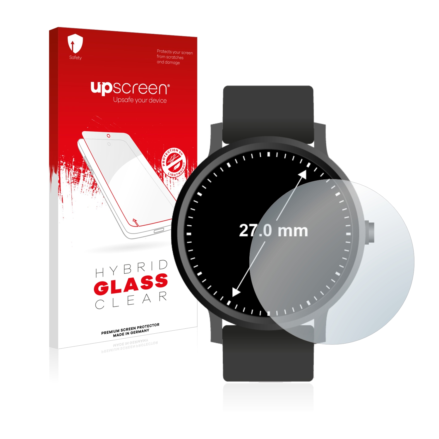 čirá skleněná fólie upscreen Hybrid Glas pro hodinky (kulatý, průměr 27 mm)