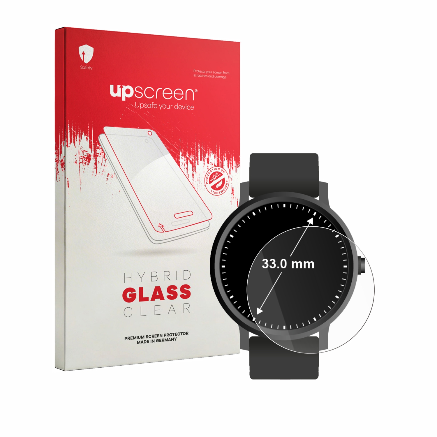čirá skleněná fólie upscreen Hybrid Glas pro hodinky (kulatý, průměr 33 mm)