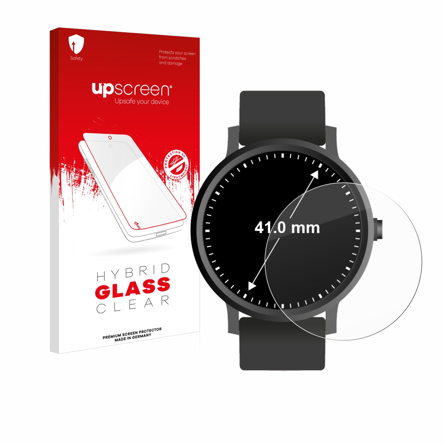 čirá skleněná fólie upscreen Hybrid Glas pro hodinky (kulatý, průměr 41 mm)