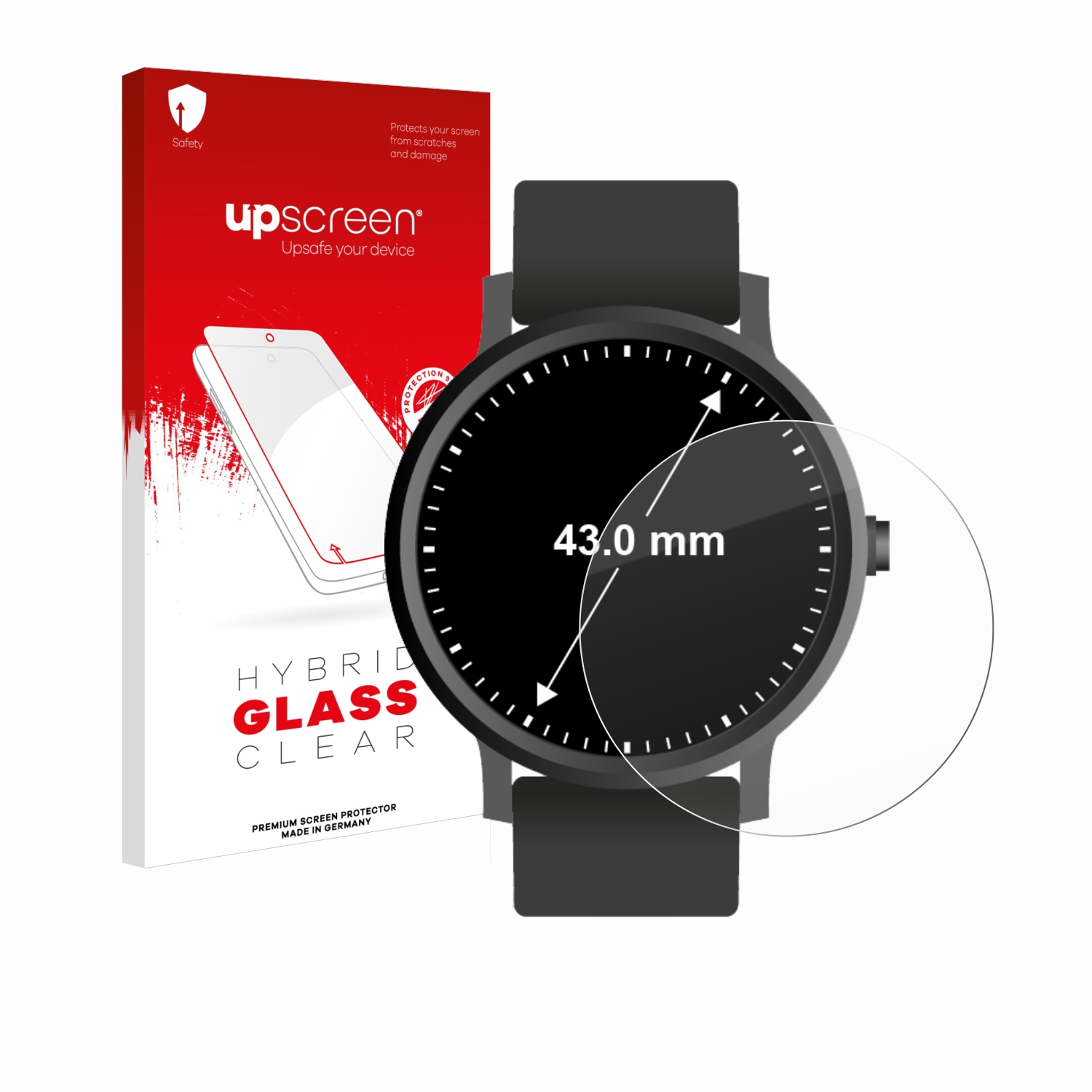 čirá skleněná fólie upscreen Hybrid Glas pro hodinky (kulatý, průměr 43 mm)