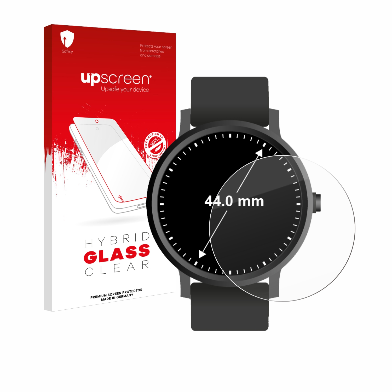 čirá skleněná fólie upscreen Hybrid Glas pro hodinky (kulatý, průměr 44 mm)