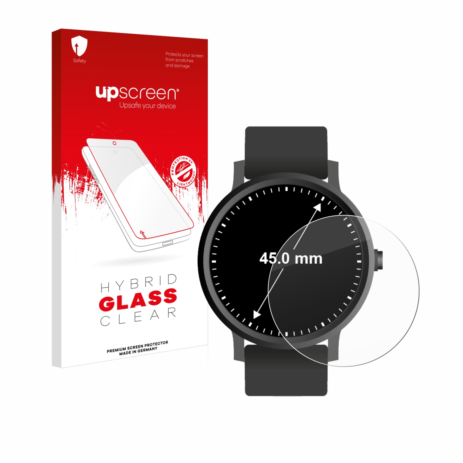 čirá skleněná fólie upscreen Hybrid Glas pro hodinky (kulatý, průměr 45 mm)