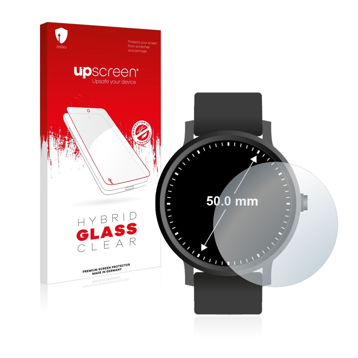 čirá skleněná fólie upscreen Hybrid Glas pro hodinky (kulatý, průměr 50 mm)