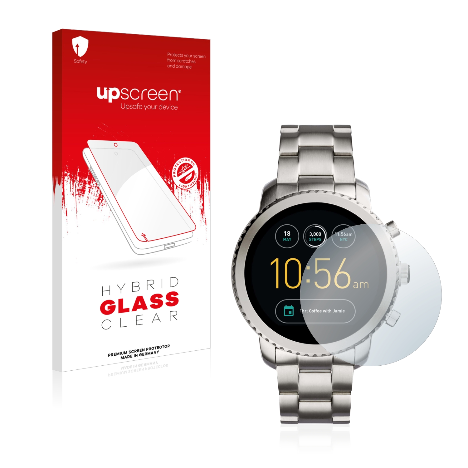 čirá skleněná fólie upscreen Hybrid Glas pro Fossil Q Explorist