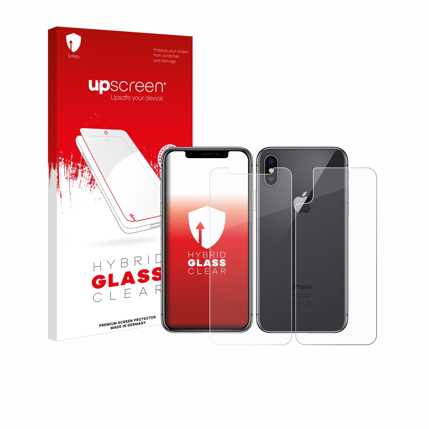 čirá skleněná fólie upscreen Hybrid Glas pro Apple iPhone X (displej+zadní strana)