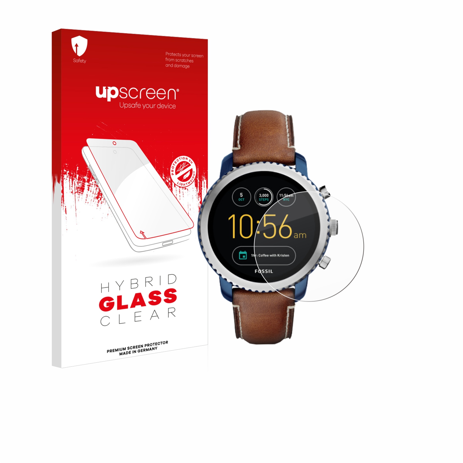 čirá skleněná fólie upscreen Hybrid Glas pro Fossil Q Explorist (3.Gen)